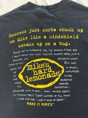 Mike's Hard Lemonade Graphic Tee - Black with Yellow Print Vintage Double Sided